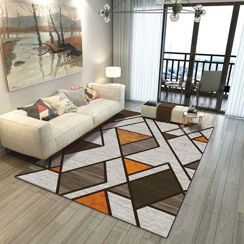 Scandinavian Geometric Print Rug Multi-Color Synthetics Area Carpet Non-Slip Backing Pet Friendly Indoor Rug for Parlor