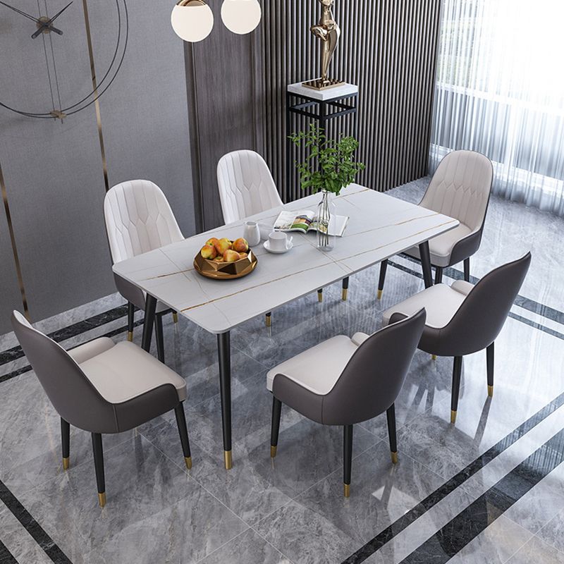 Mesa de comedor de comedor de piedra moderna de acabado mate