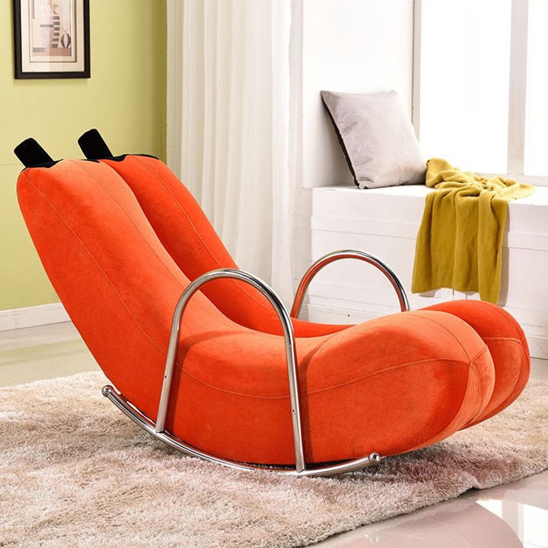 Contemporary Rocker Chair Fabric With Gray Frame Rocking Accent Chair