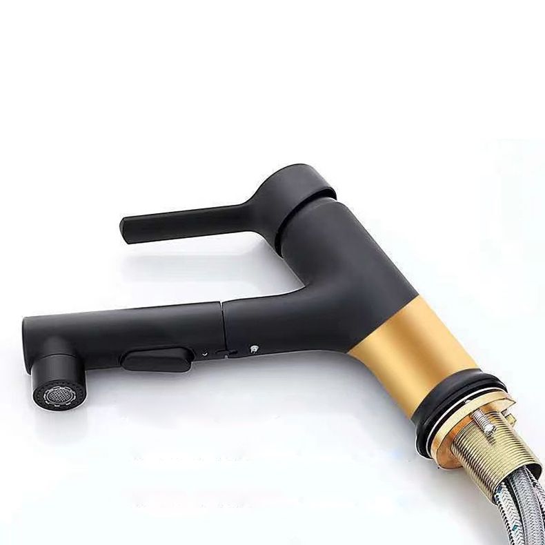 Modern Vessel Sink Faucet Copper 1-Handle Low Arc Retractable Vessel Faucet for Bathroom