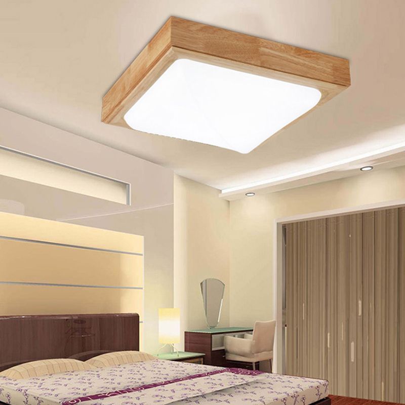 Plafonnier LED encastré géométrique en bois, plafonnier simple pour chambre à coucher