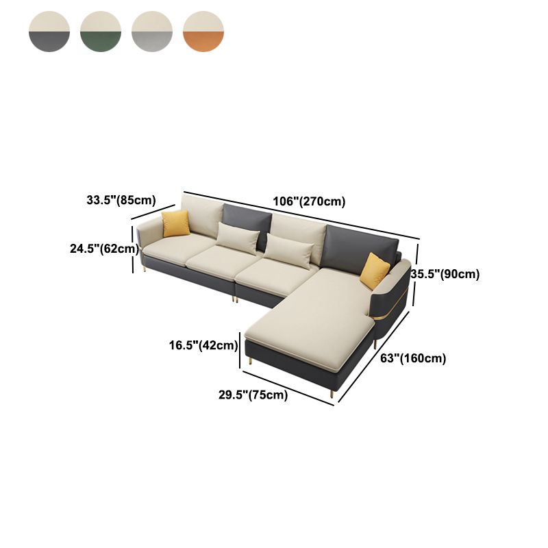 35.4"H Modern Square Arm Faux Leather Sofa& Chaise for Living Room