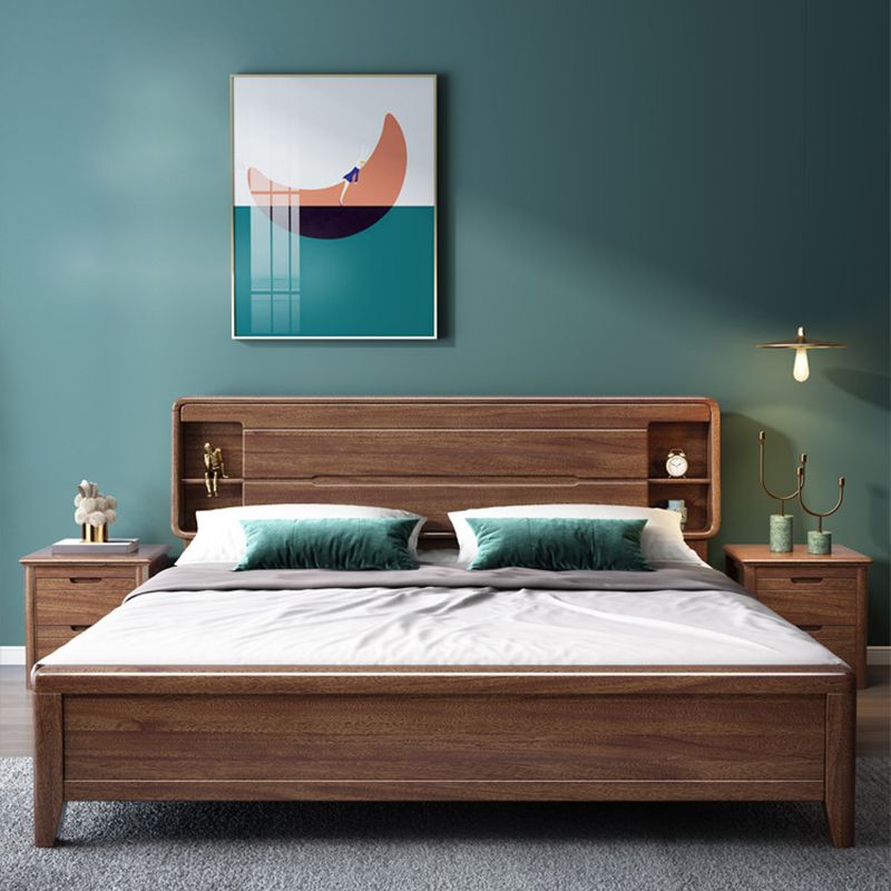 Scandinavian Solid Wood Storage with Headboard Panel Standard Bed