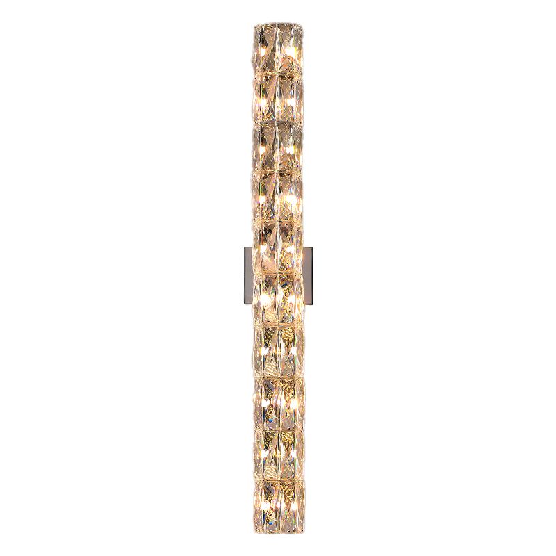 Light Luxury Metal Wall Light Rectangle Shape Wall Lamp with Crystal Shade for Bedroom