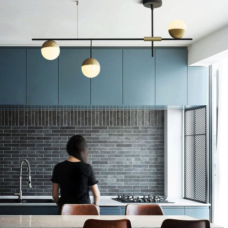 Gold Nut Shaped Suspension Light Nordic White Glass Island Ceiling Light for Living Room