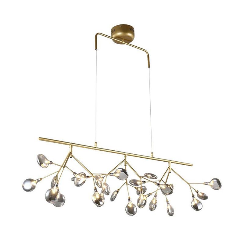 Branched Firefly Island Light Fixture Nordic Style Clear Glass Dining Room LED Ceiling Pendant Light