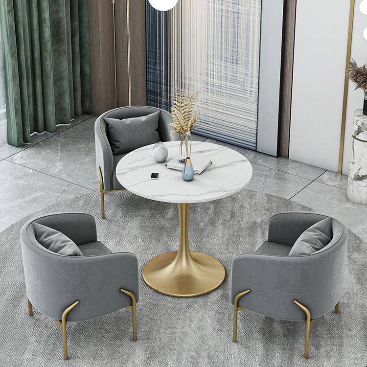 Glam Style Dinette Set 1/2/4/5 Pcs Round Stone Dinette Table with Dining Chair