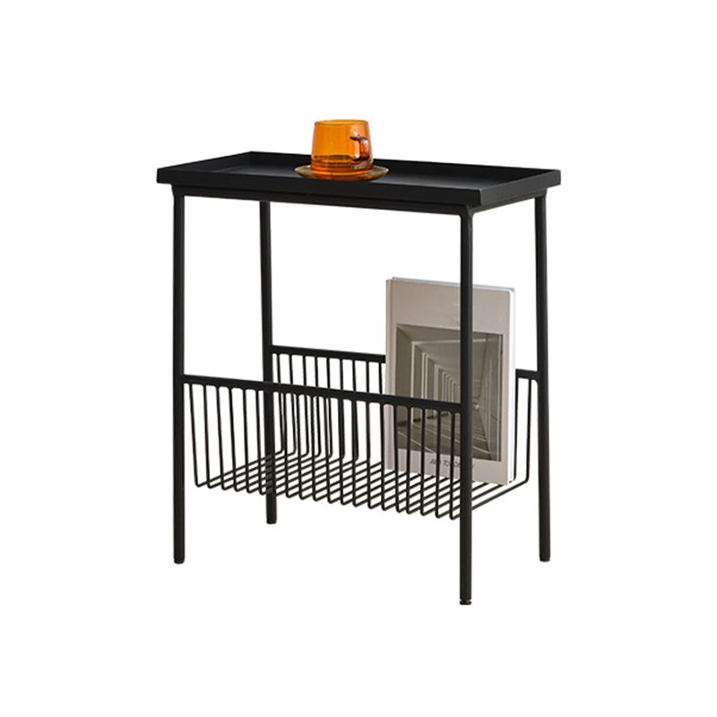 Contemporary Metal End Table Tray Top Accent Side Table with Storage