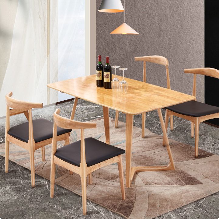 Chaise d'appoint de salle à manger contemporaine en bois, chaise de salle à manger à dossier ouvert avec pieds en noyer