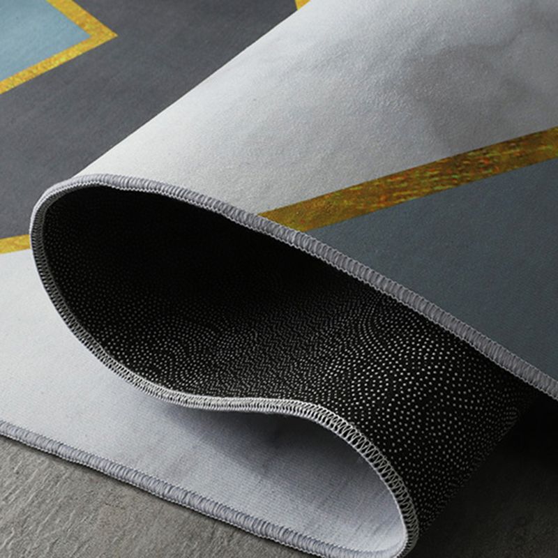 Gold Abstract Line Rug Polyester Simple Indoor Rug Washable Rug for Home Decor