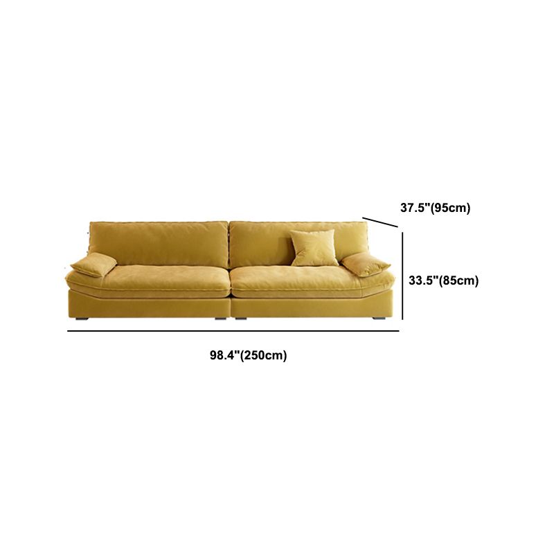 Contemporary Pillow Top Arm Sofa Sewn Pillow Back Sofa in Yellow