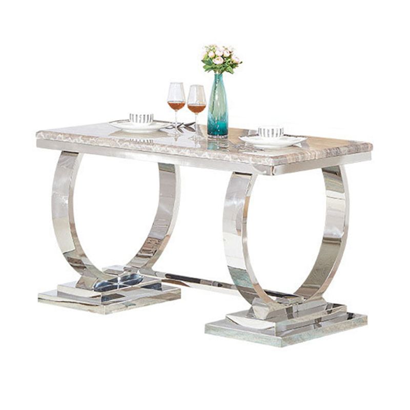 Glam Dining Faux Marble Table Dining Rectangle Table with Metal Base for Home Use