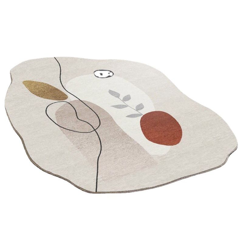 Leisure Novelty Shape Rug Simplicity Contrast Panel Rug Polyester Carpet with Non-Slip Backing