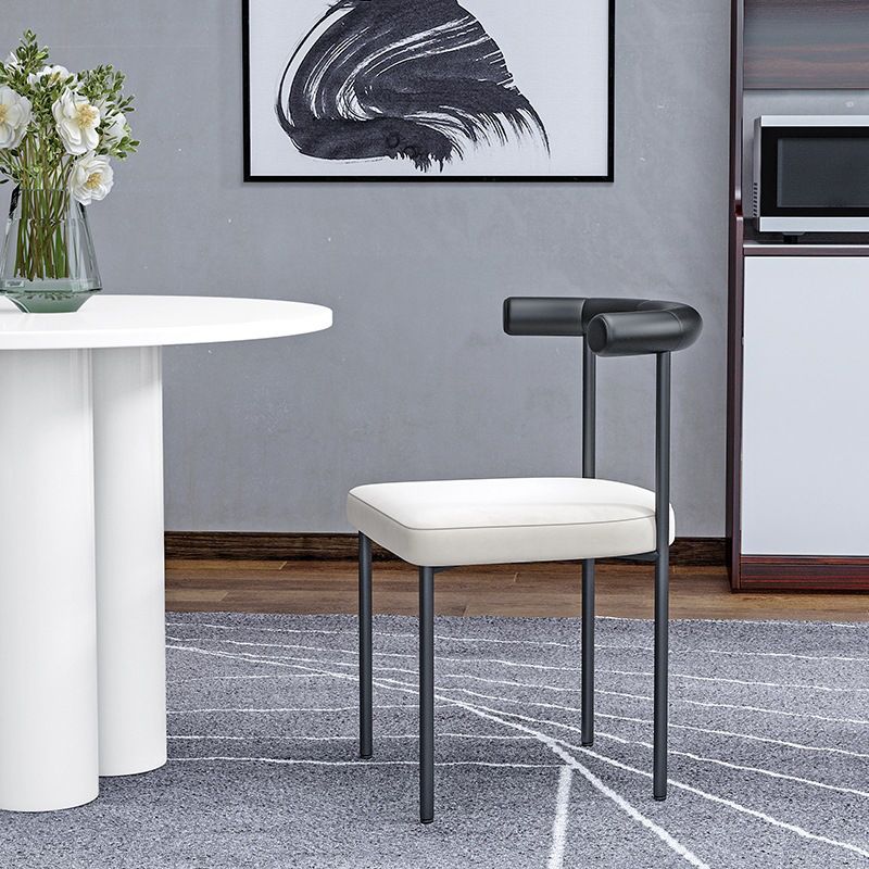 Modern Dining Side Chair Upholstered Armless Dining Chairs with Black Legs
