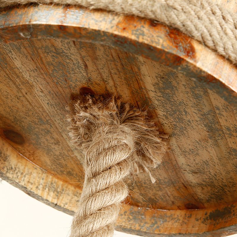 Chandeliers en forme de tambour lustres à cinq lumières en bois de style rétro en bois de couleur beige pour l'agritain