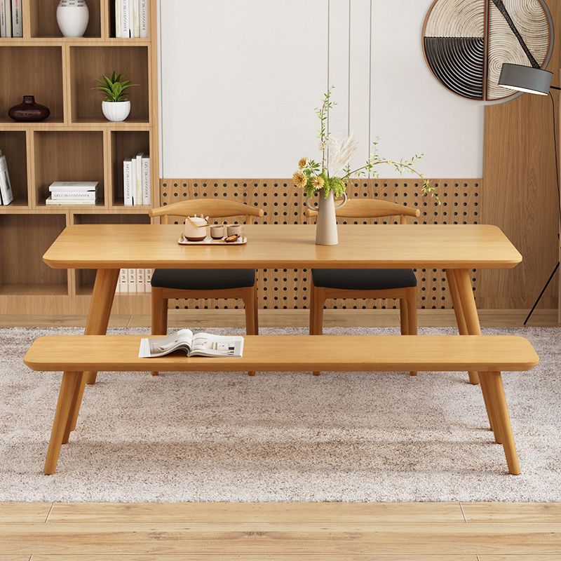 Modern Dining Set 1/4/5/6/7 Pcs Rectangle Solid Wood Dining Table and Armless Chairs