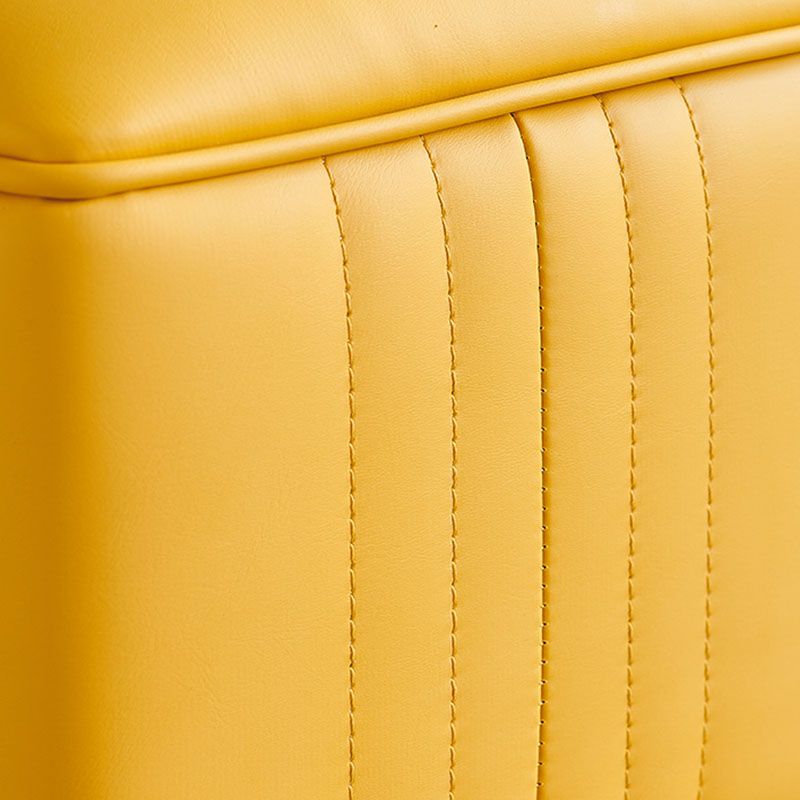 Glam Pouf Ottoman Genuine Leather Stain Resistant Upholstered Solid Color Square Ottoman