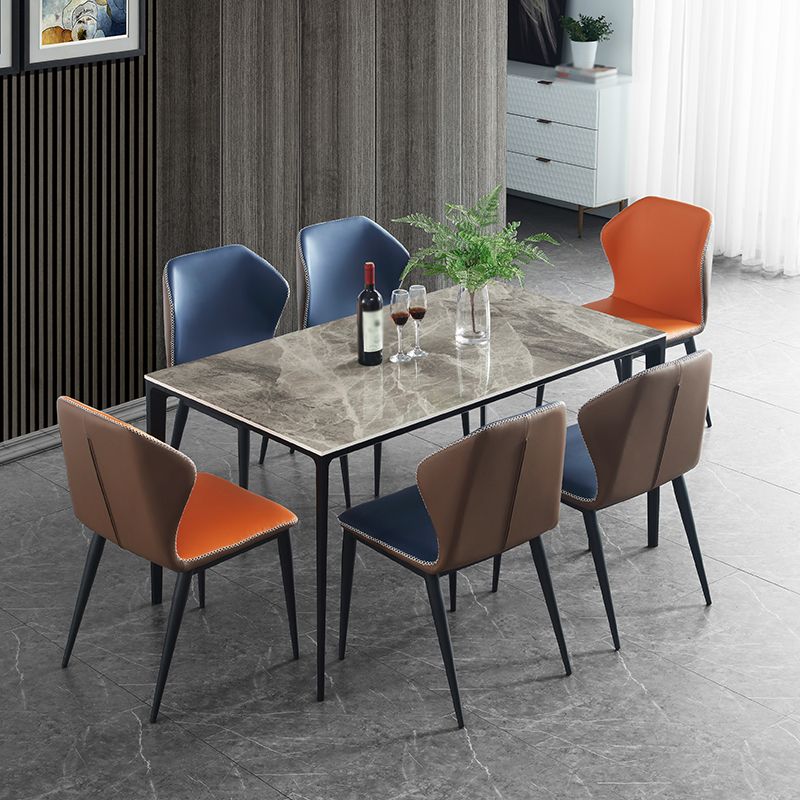 Contemporary Style Dining Site Table Rectangle Stone Furniture with 4-foot