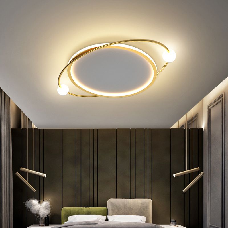 Gouden Ring Flush Mount Plafond Licht Eenvoud LED Acryl Dicht aan plafond lamp