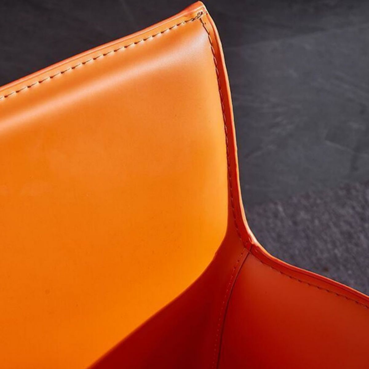 Contemporary Leather Dining Chair Parsons Chair in Matte Finish with Steel Legs