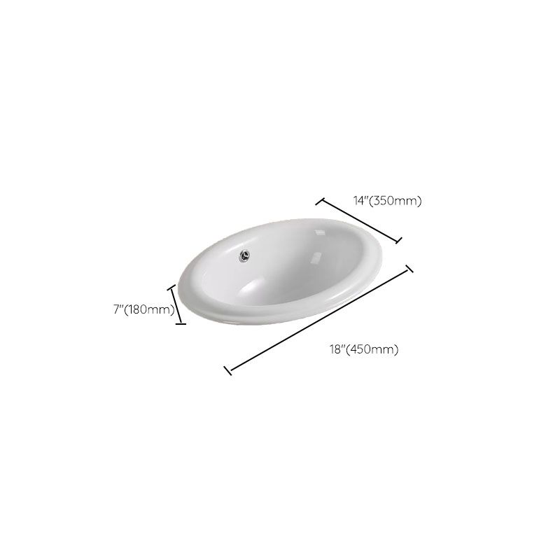 Contemporary Bathroom Sink with Pop-Up Drain Porcelain Oval-Shape Undermount Bathroom Sink