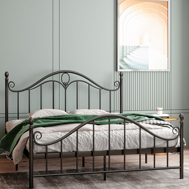 Contemporary Open-Frame Bed Steel Bed Frame with Arched Headboard