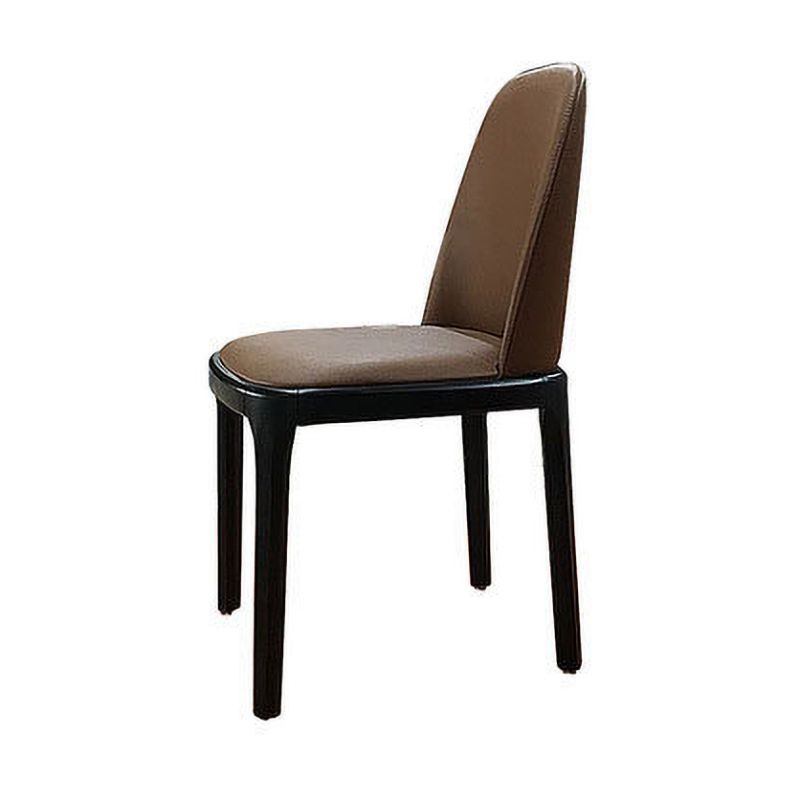 Chaise d'appoint scandinave en cuir et bois d'hévéa Chaise de salle à manger Parsons au fini mat (Ensemble de 2)