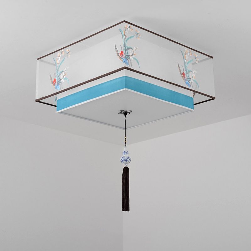 Plafonnier encastré bleu Plafonnier encastré traditionnel en tissu ombragé