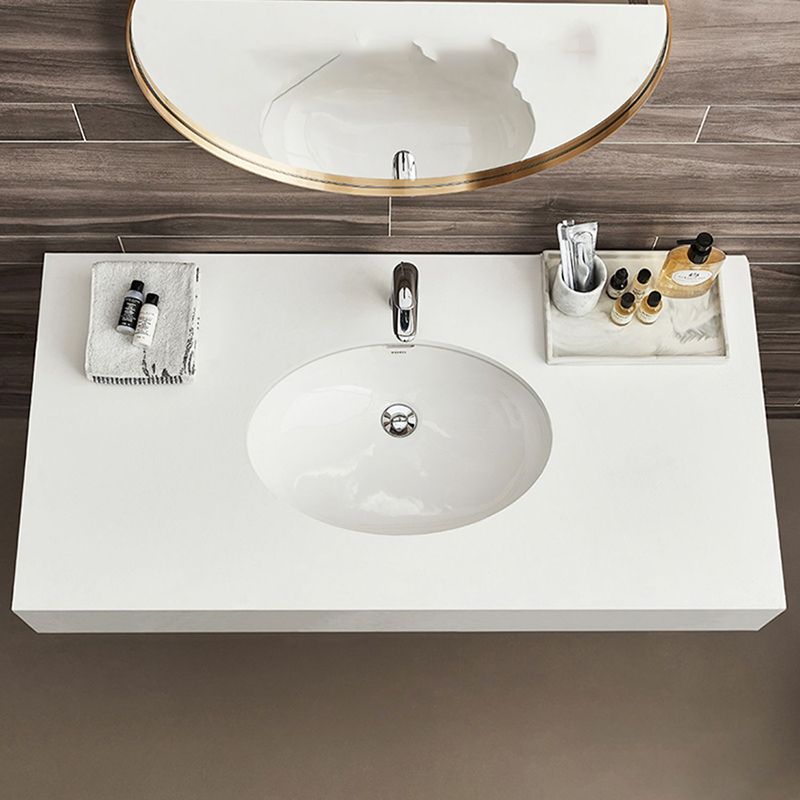 Oval Bathroom Sink Modern Style Overflow Hole Design Ceramic Bathroom Sink Only
