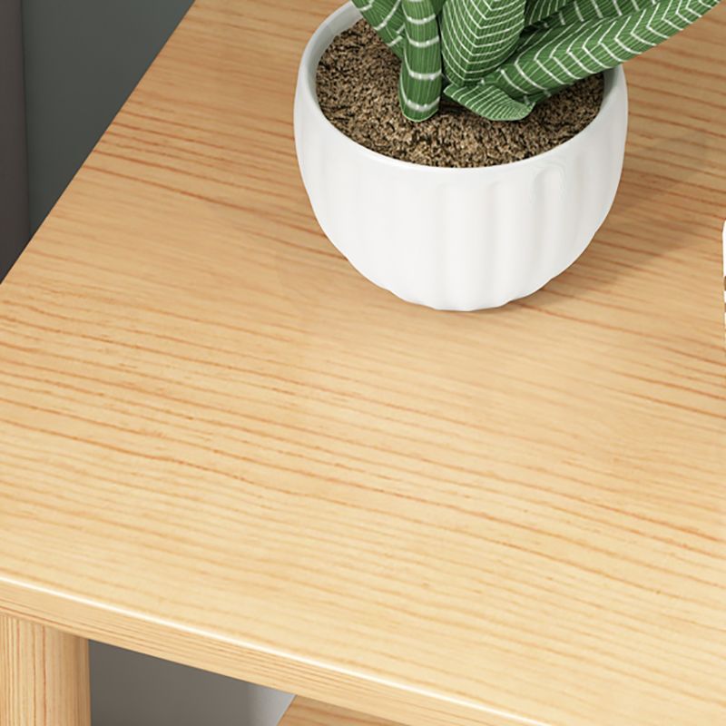 Modern Wood Side Table 20.86" Tall 4 Legs End Table with Shelf