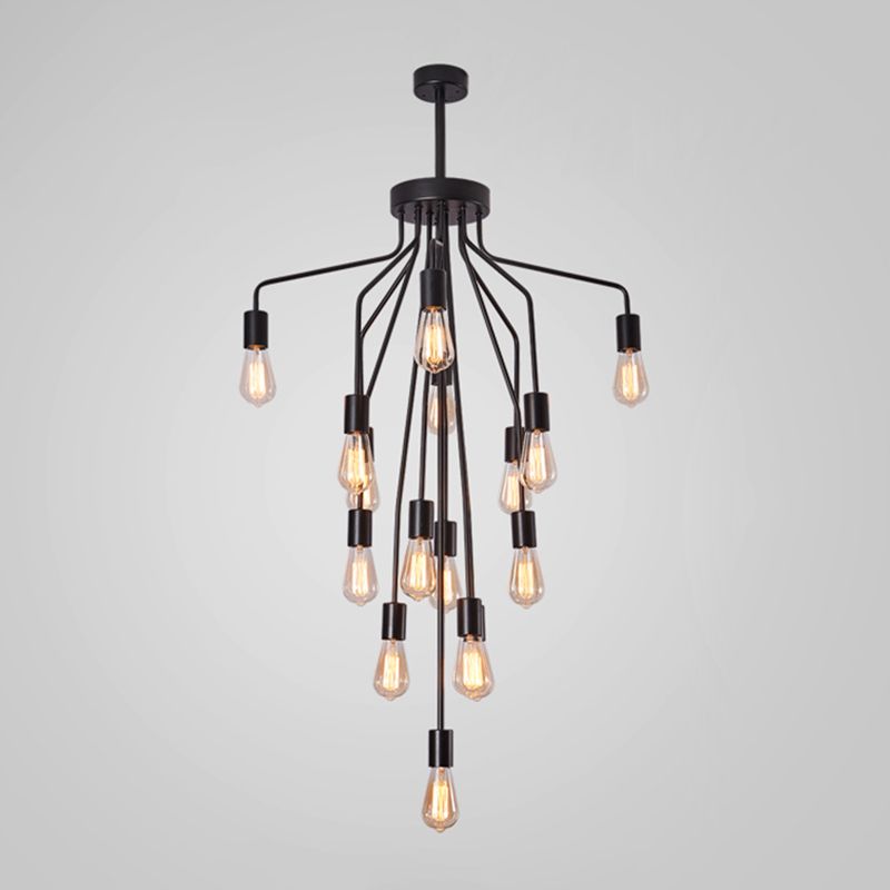 Luz de lámpara de araña expuesta iluminación colgante de metal industrial para restaurante