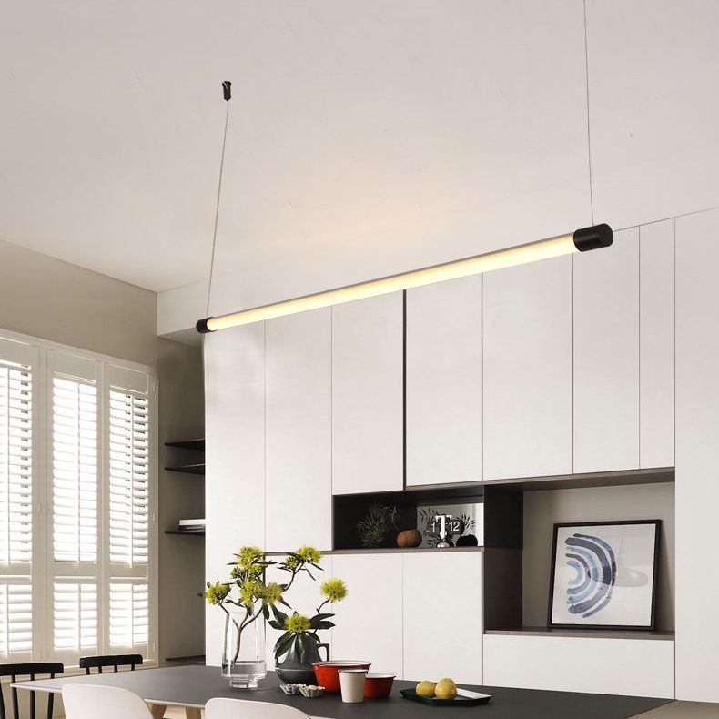 47 pouces de longueur ronde tube à led d'île Light Minimalisme moderne Aménagement d'éclairage à barre long pour la salle des affaires de bureau