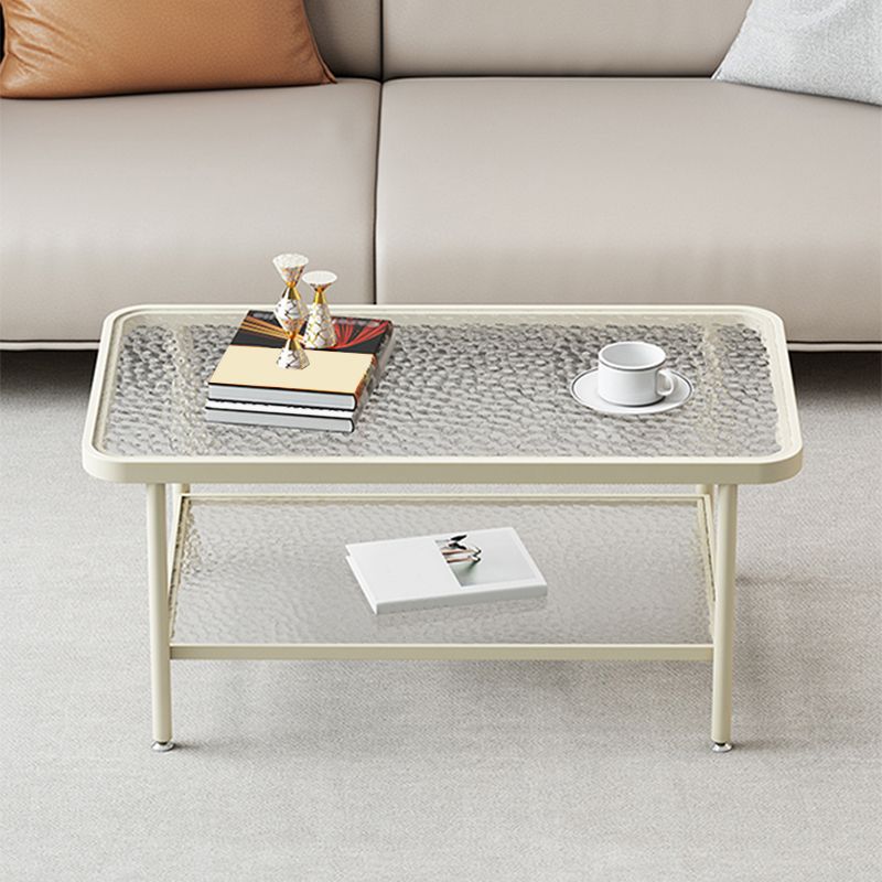 Glass-Topped Cocktail Table Rectangular Coffee Table for Living Room