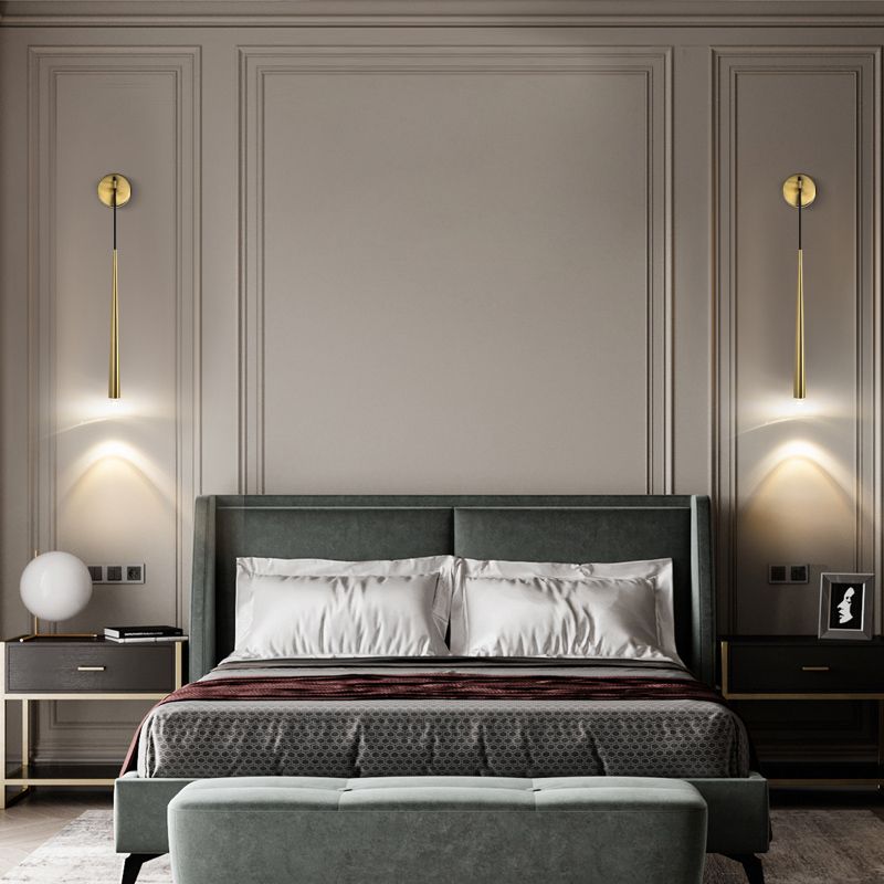 Tapered Brass Sconce Light Fixture Modern Style 1-Light Wall Mounted Lighting