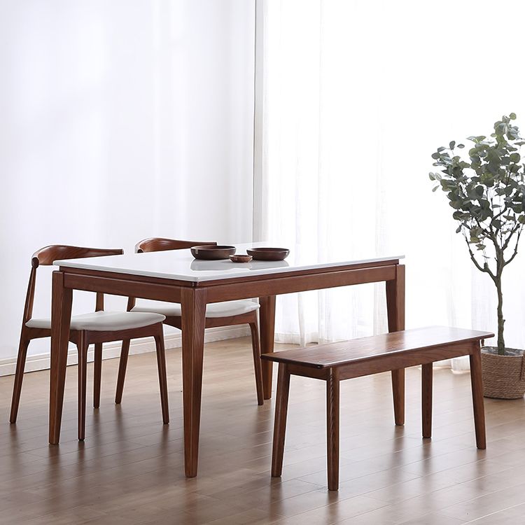 Table à manger rectangulaire du milieu du siècle, table en marbre avec base à 4 pieds pour la maison