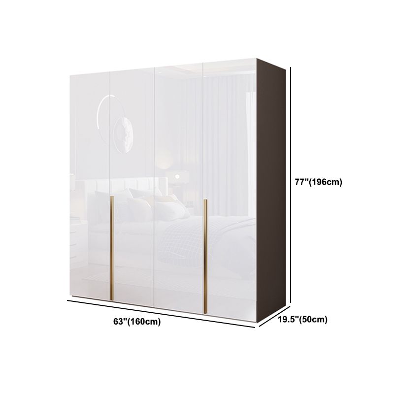 Contemporary Wooden Wardrobe White Colour Soft Close Door Wardrobe Closet