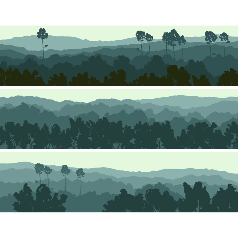 Contemporary Forest Wallpaper Mural Blackish Green Scenery Wall Covering for Bedroom