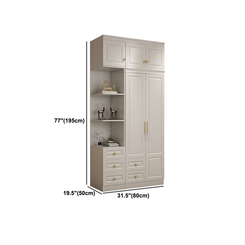 Hinged White Wardrobe Armoire Engineered Wood Wardrobe Closet
