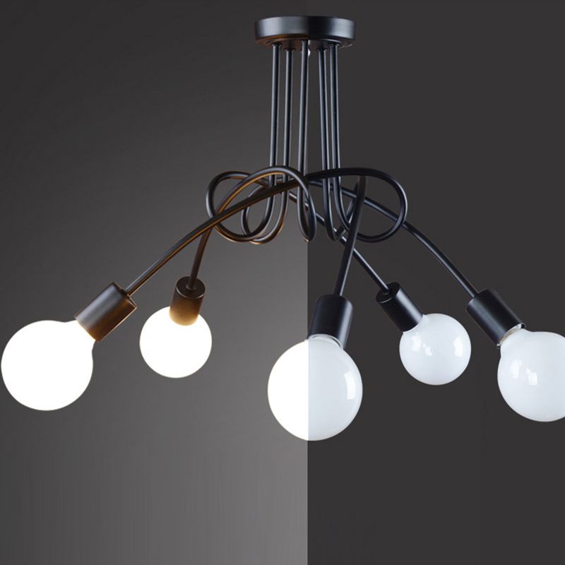 Wrought Iron Ceiling Light Minimalist Elbow Home Dining Room Bedroom Study Aisle Creative Personality Industrial Style Lamps