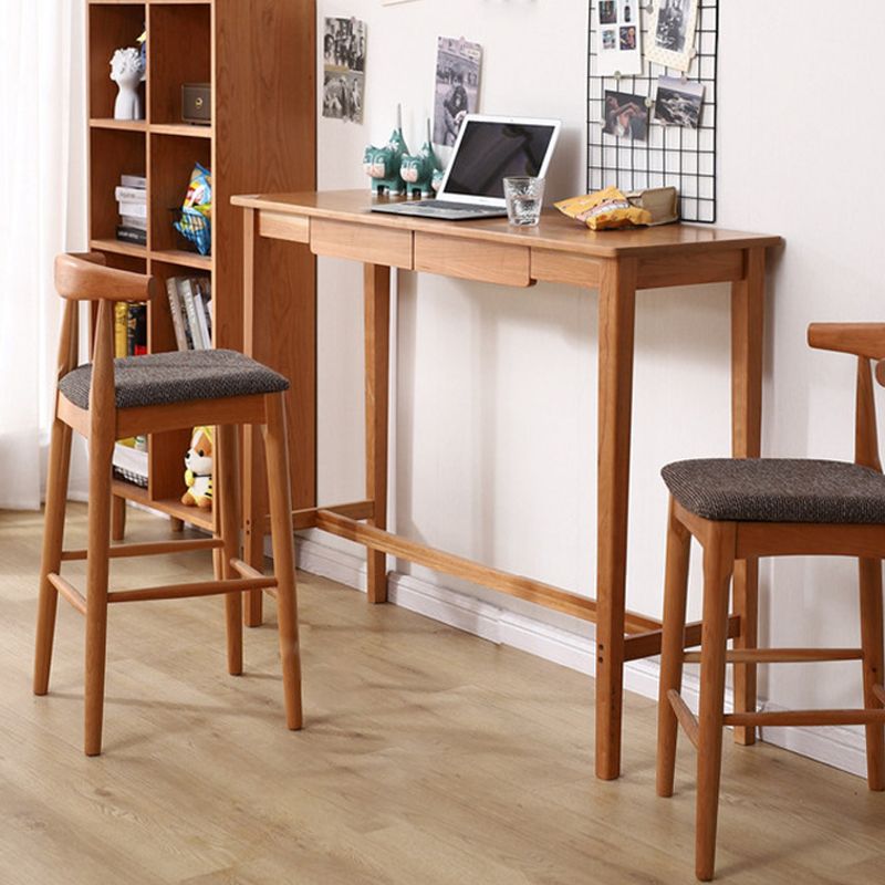 Solid Wood Bar Table Modern Rectangle Bar Table  with Storage