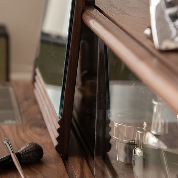 Scandinavian Vanity Makeup Table Set Wolnut Dressing Table Stool Set