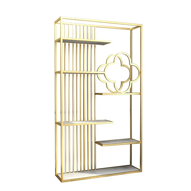 12" D Black / Gold Bookshelf Modern Iron Frame Open Storage Bookcase with Multi Shelves