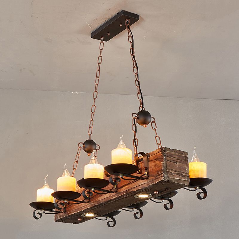Industrial Ship Shape Island Pendant Lights Wood Multiple-Light Island Pendant