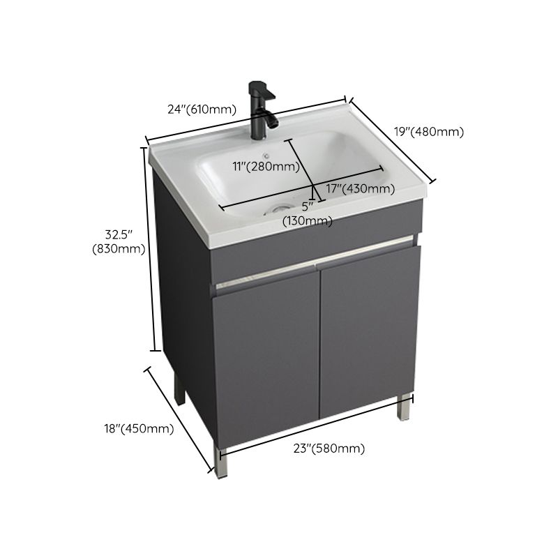 Gray Metal Vanity Sink Modern Free-standing Standard Space Saver Vanity
