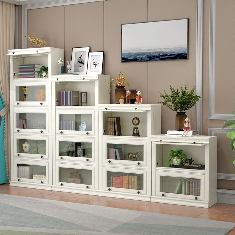12.80"W Bookcase Contemporary Style Solid Wood Bookshelf for Home Office with Doors
