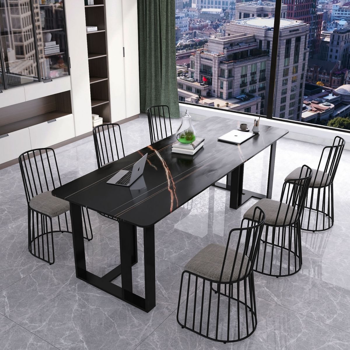 Rectangular Writing Desk Industrial Style Sled Base Office Desk