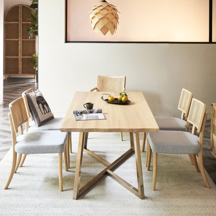 Modern Furniture Set 1/4/7 Pieces Rectangle Table Set with Solid Wood Dining Chairs