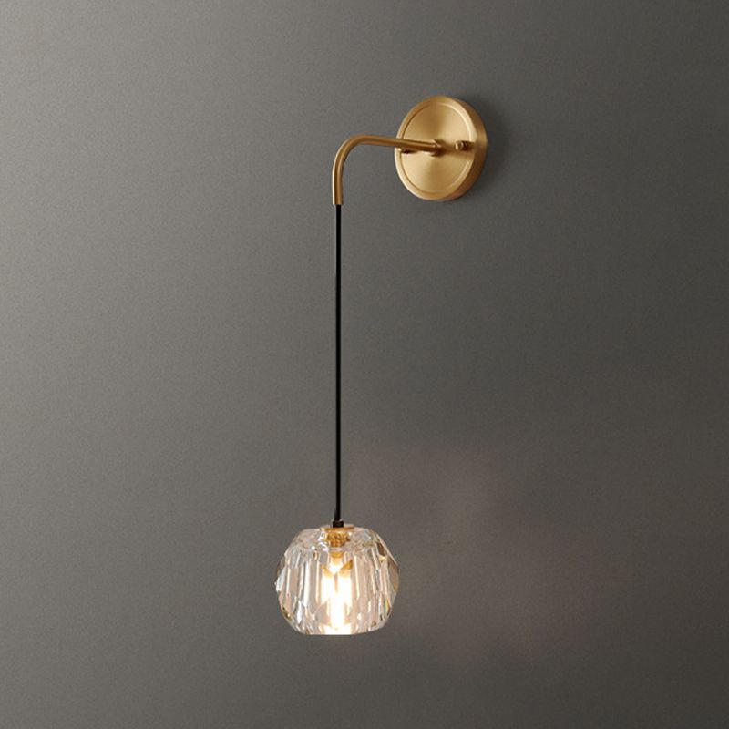 Contemporary Wall Sconce Crystal and Brass Sconce Lighting for Hallway