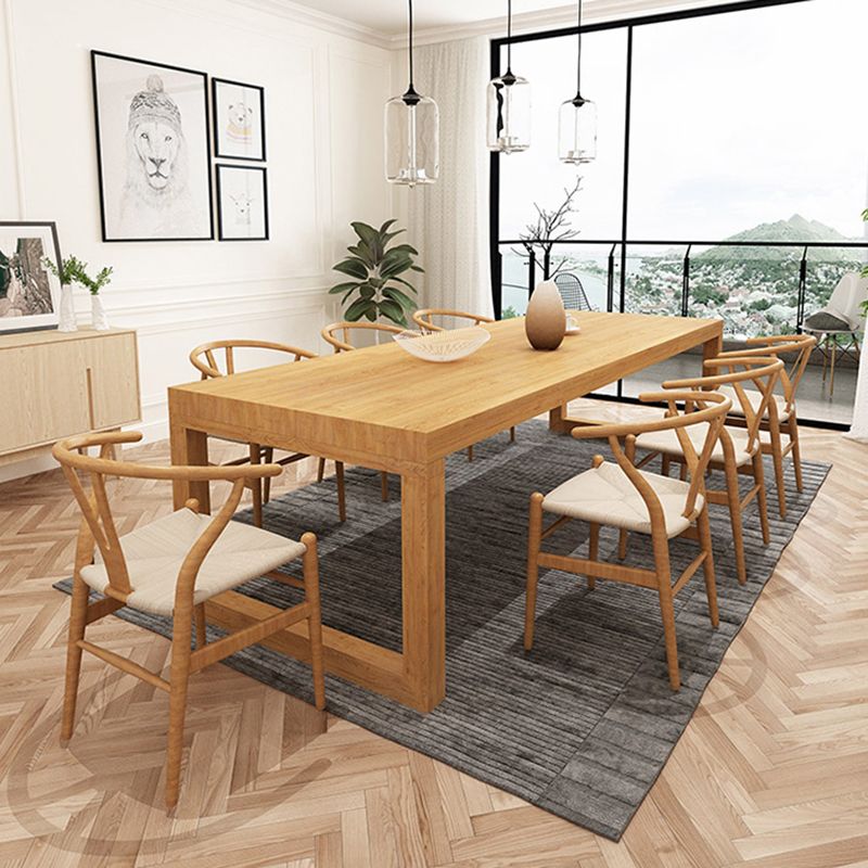 Pine en bois massif salle à manger à double table de base de piédestal à base de rectangle de base pour la maison