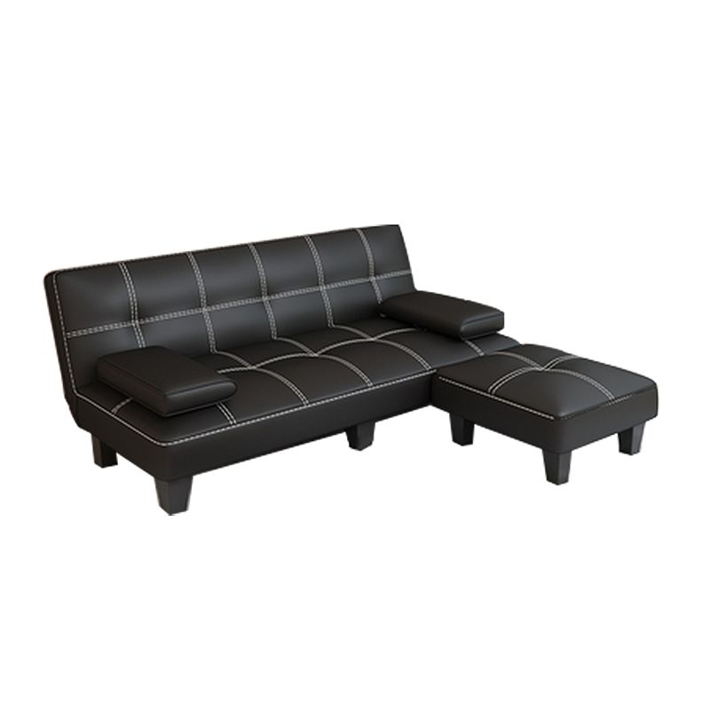 Contemporary Armless Sectional Leather Tufted Convertible Sofa for Living Room